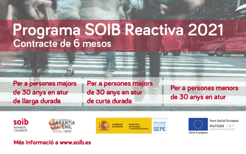 Programa de foment de l’ocupació SOIB Reactiva 2021 per fer front als efectes de la crisi econòmica per la COVID-19