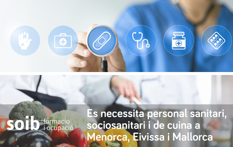 Se necesita personal sanitario, sociosanitario y de cocina para diferentes centros de Menorca, Ibiza y Mallorca