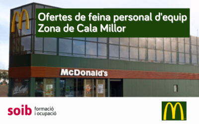 McDonald’s ofrece 20 puestos de trabajo de personal de equipo para la zona de Cala Millor (Sant Llorenç des Cardassar)