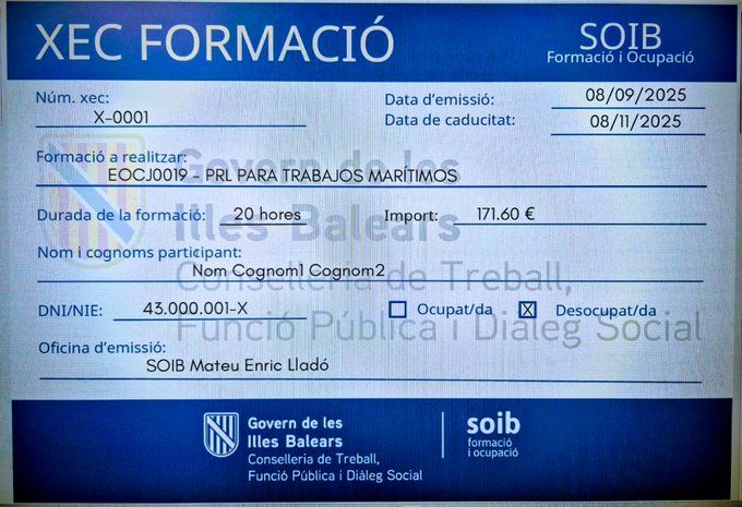 Ya se puede solicitar el «Cheque formación»: 124 cursos gratuitos en sectores estratégicos para personas ocupadas y desempleadas