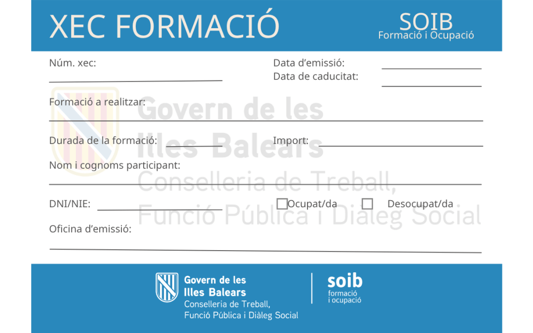 El Govern emet més de 1.000 xecs formació a les Balears amb una inversió superior als 300.000 euros